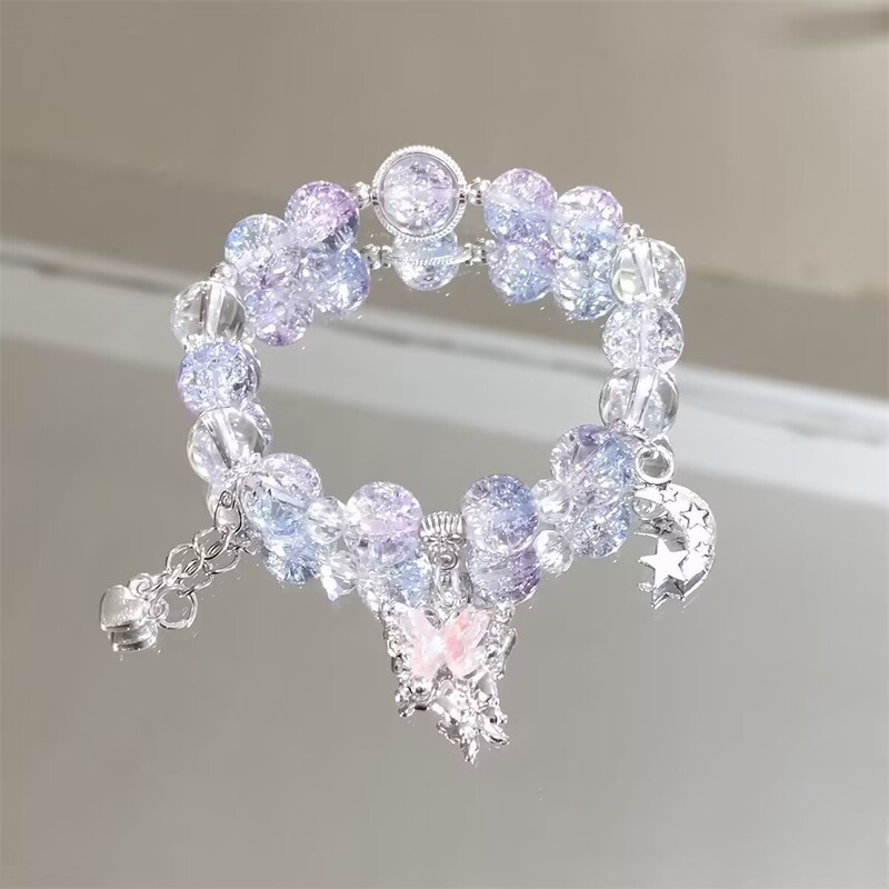 Explosions Super Fairy Crystal Butterfly Bracelet Female Niche Design Sense Star Moon Color Beaded Student Best Friend Sweet Bracelet Explosions Super Fairy Crystal Butterfly Bracelet Female Niche Design Sense Star Moon Color Beaded Student Best Friend Sweet Bracelet