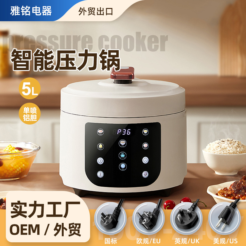 5-Liter Electric Pressure Cooker for Home Use, Multifunctional for Cooking and Stewing, with Touch Color Screen, Smart Reservation, Cross-Border Dropshipping, High Pressure