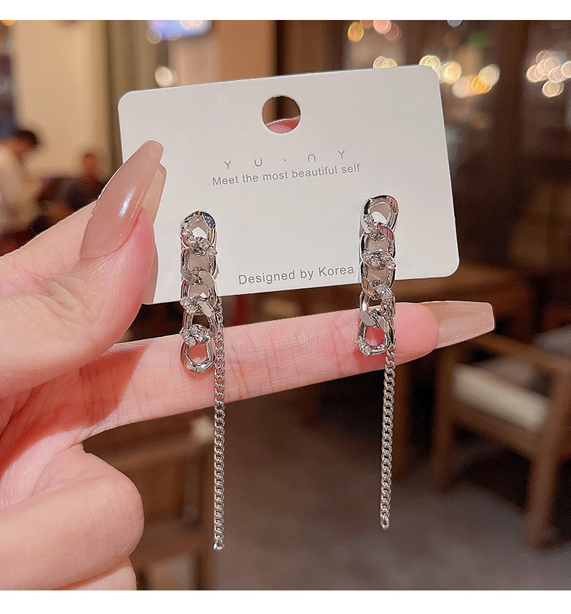 Hip-Hop Geometric Copper Inlay Zircon Earrings 1 Pair