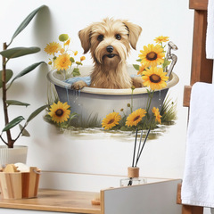 新款fun-f69卡通小狗洗澡浴室衛生間家居背景美化牆貼紙批發