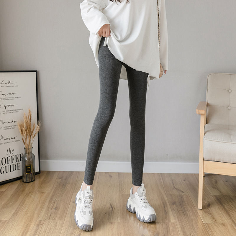 Leggings acanalados de rayas verticales con forro polar grueso, novedad de otoño e invierno para mujer, pantalones cálidos de algodón de cintura alta con letras, transfronterizos.