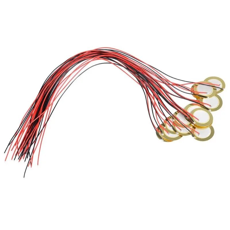 焊线压电陶瓷蜂鸣片直径15mm18mm20mm50mm铜片带线10pcs/袋装跨境