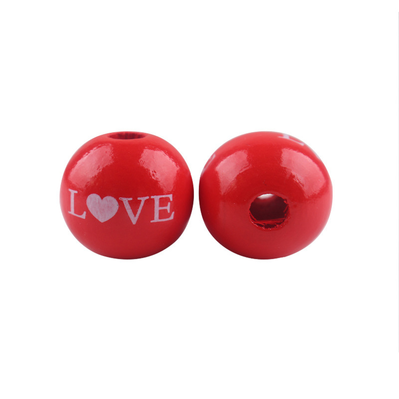 Productos para bebés Dibujos animados Madera Día de San Valentín 16mm Cuentas de madera DIY Creativa Cadena de chupete Pulsera Pulsera Pequeño accesorio