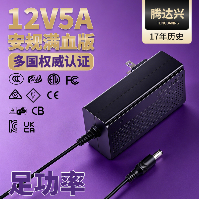 12V5A Power Adapter Pse Kc 3C Certified Chinese, American, European, British, Japanese, Korean, and Australian Standard Industrial Control Machine Monitor Power Supply 12V5A Power Adapter Pse Kc 3C Certified Chinese, American, European, British, Japanese, Korean, and Australian Standard Industrial Control Machine Monitor Power Supply