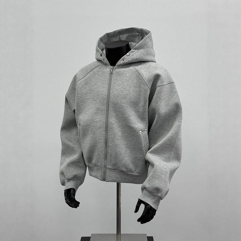 American Boxy Style Cardigan Sweatshirt Men's Autum Cleanfit Hooded Jacket Short Silhouette Jacket Hoodie