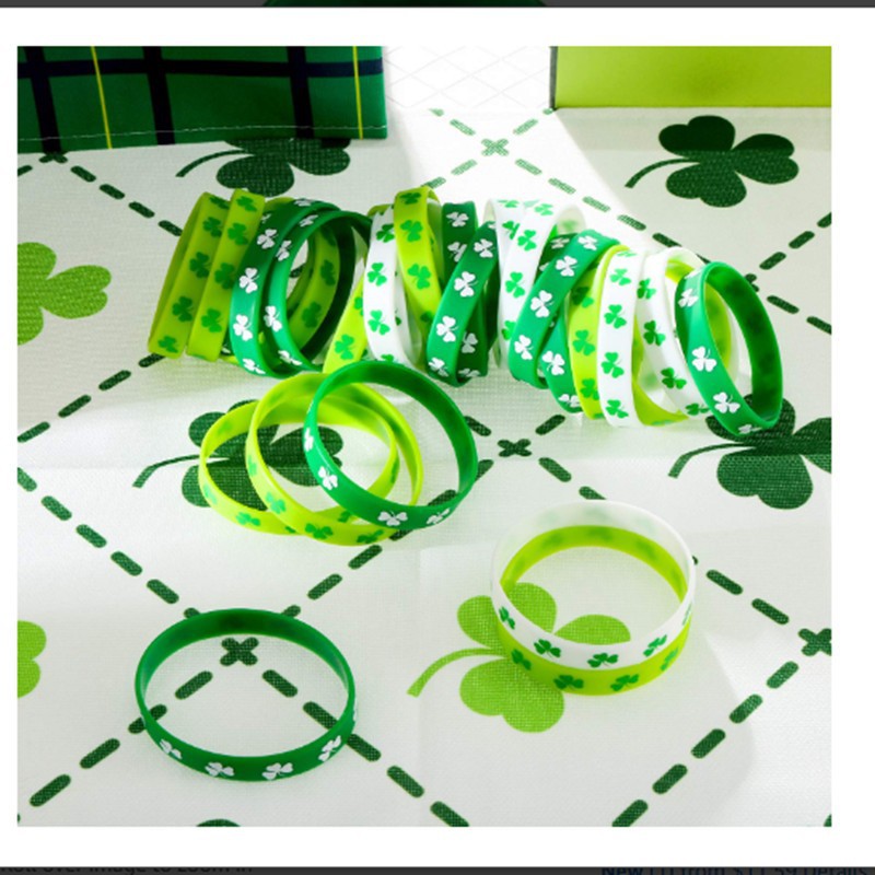 St. Patrick Shamrock Letter Plastic Silica Gel Party Wristband Costume Props 1 Piece display picture 1