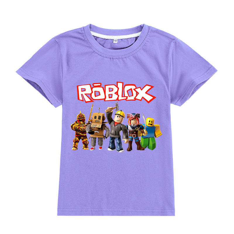 Cross-border source Roblox hot-selling cartoon print pattern men's and women's children's clothing short-sleeved T-shirt children's top A042