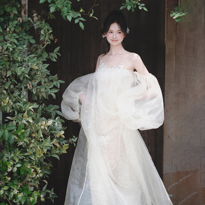 Fairy Elegant Evening Dress, Accessible Luxury Niche Light Wedding Dress, French Style, Beautiful Bridal Dressing Gown, Engagement Toast Dress