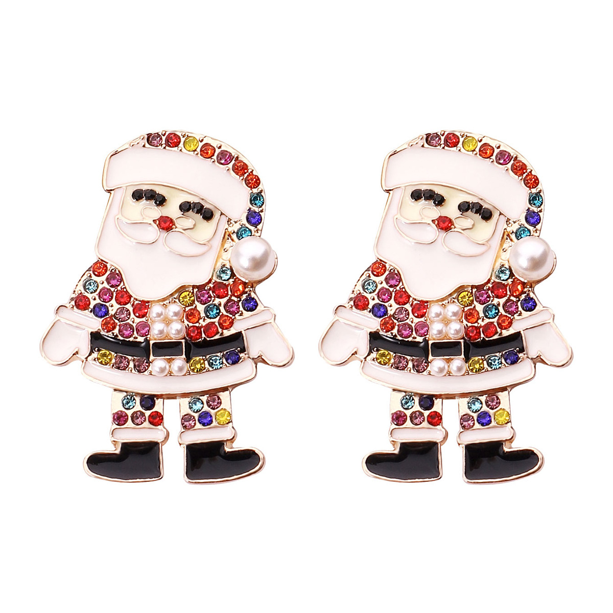 1 Pair Fashion Santa Claus Inlay Alloy Rhinestones Ear Studs display picture 7