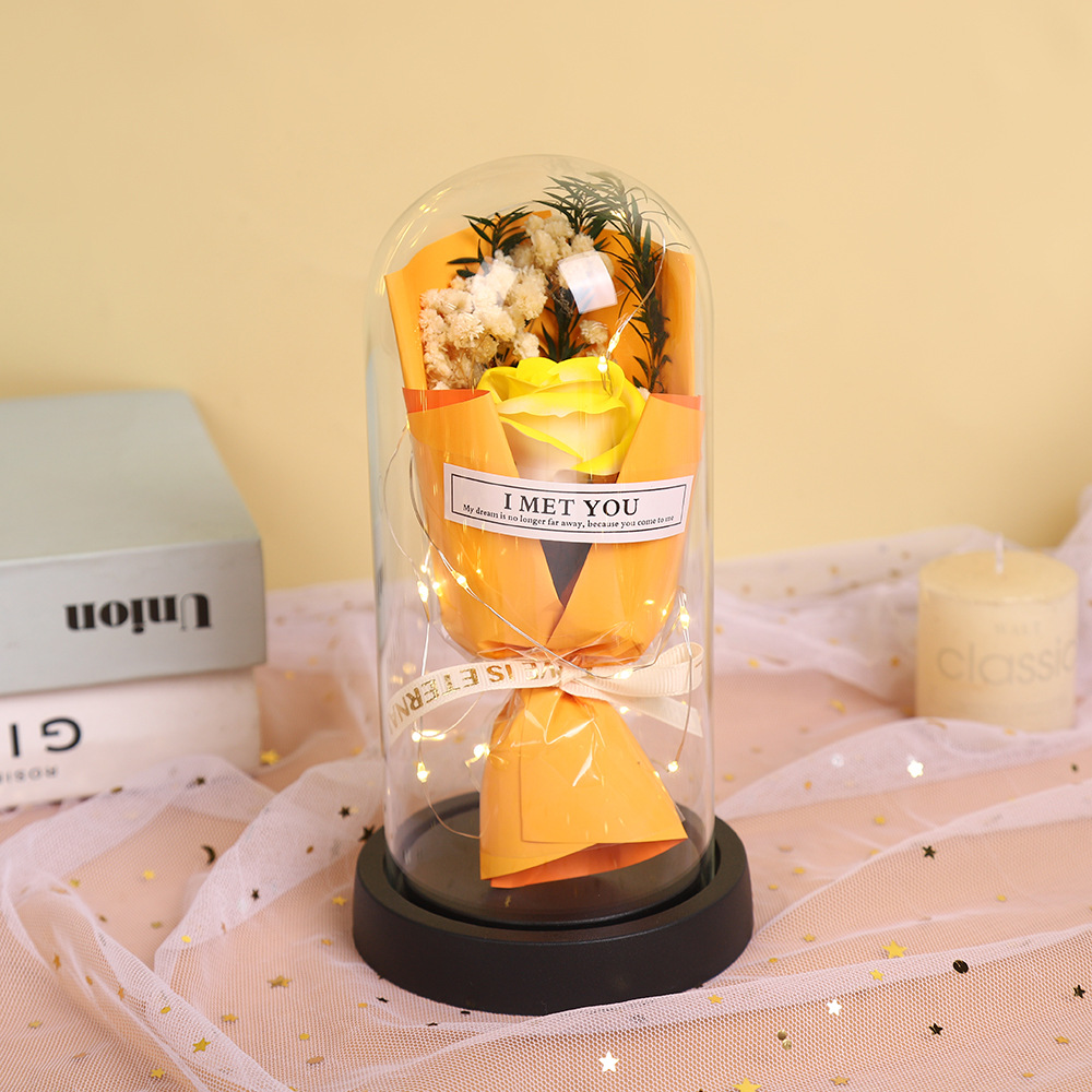 Fábrica al por mayor 520 regalos de día de San Valentín copa de vidrio eterno flores de jabón de rosas para enviar adornos exquisitos para amigos