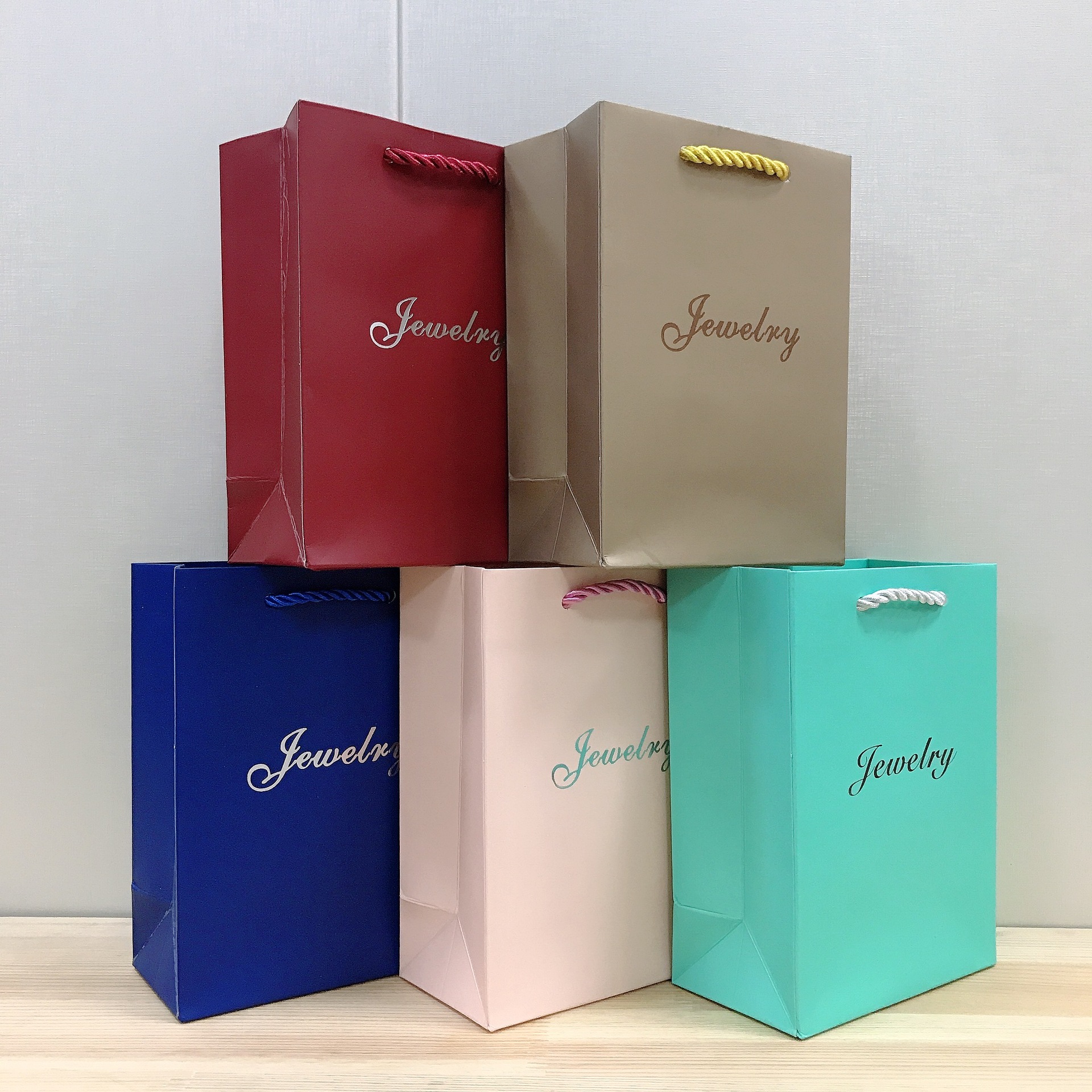 英文珠宝首饰礼品袋饰品手挽袋现货手提纸袋手拎袋送礼袋可订LOGO