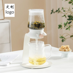 小可泡ティーポット新中国式商用ティーポットガラス自動茶器セット怠け者泡茶神器600ml