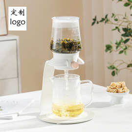 小可泡茶壶新中式商用冲茶壶玻璃自动茶具套装懒人泡茶神器600ml