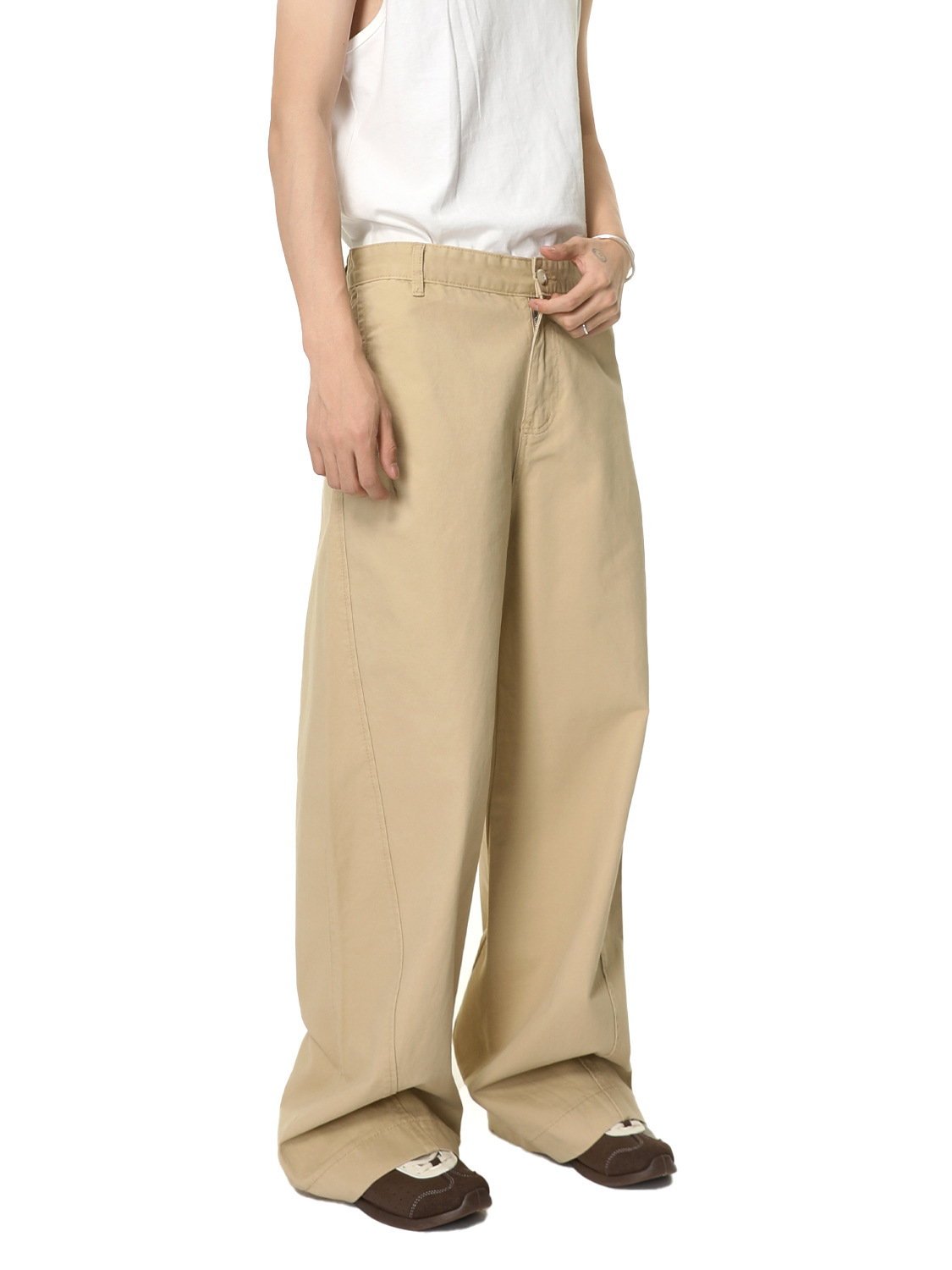 MTLCLOTHES Hombres| Clásico coreano de algodón simple minimalista de piernas largas de sensación de caída de la moda jeans sueltos