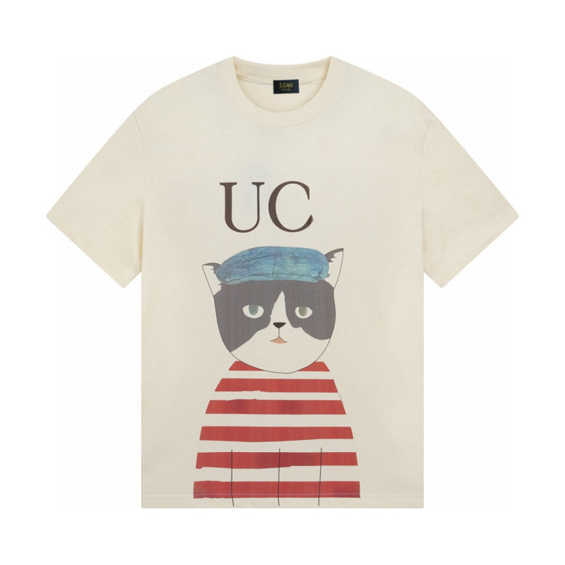 Summer New Style Gujia Short-Sleeve Printed Striped Cat Cartoon Cute T-Shirt Versatile Top Cross-Border Summer New Style Gujia Short-Sleeve Printed Striped Cat Cartoon Cute T-Shirt Versatile Top Cross-Border