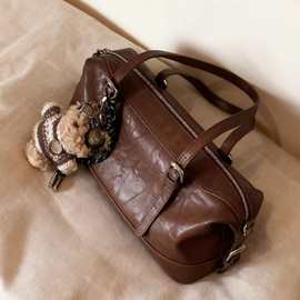 南风Chio2nd 风絮微澜枕头包包女士复古棕油蜡皮腋下包手提单肩包