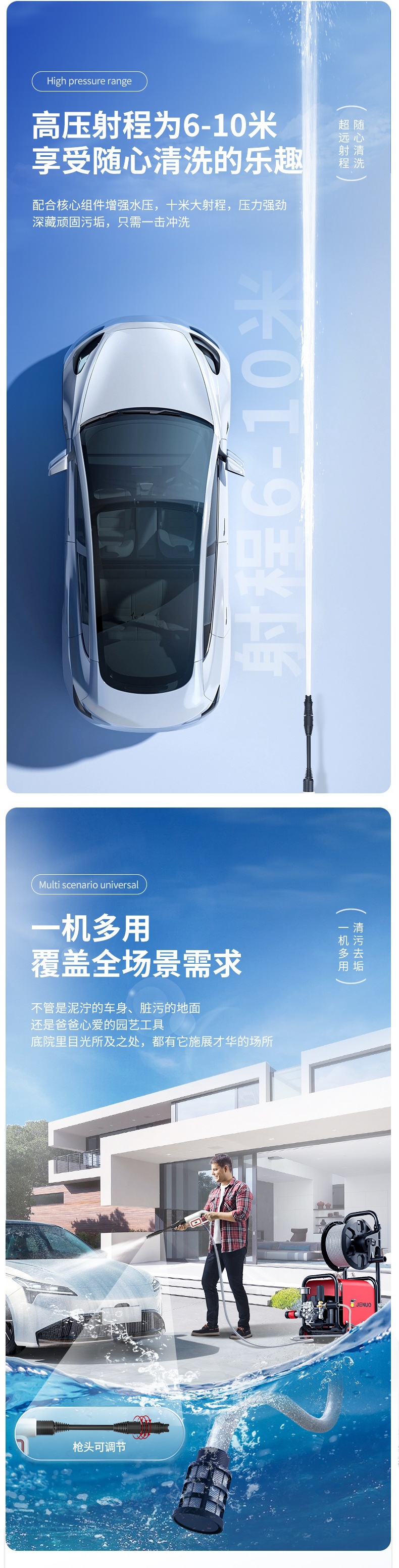 Car Washing Machine 220V Household High-Pressure Water Pump High-Power Supercharged Super-Powerful Floor Washing Artifact Car Brush Water Gun Cleaning Machine