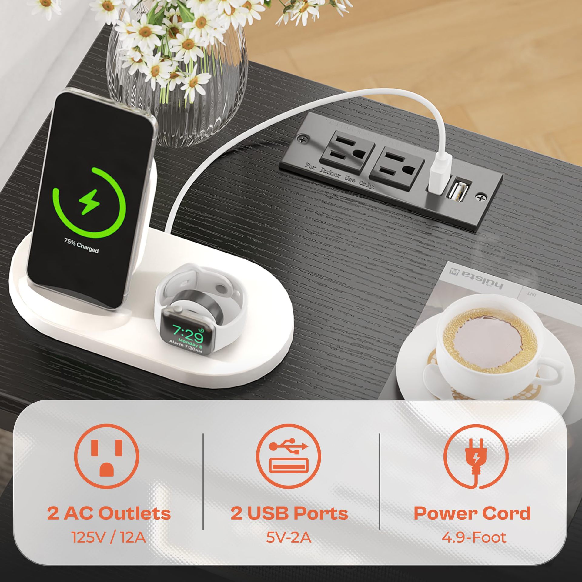 Comercio exterior personalizado mesas de cabecera dormitorio doméstico simple con cajón de tela ajustable recargable sofá lado mesa de cama