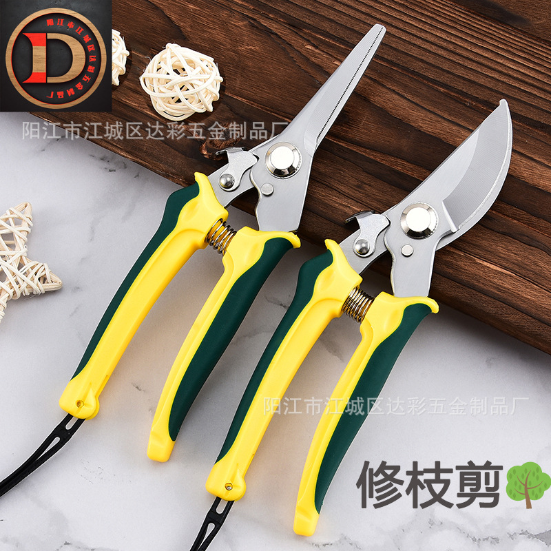 不锈钢园林修枝剪摘果剪 弯头直头盆栽树枝园艺剪专用工具 带手绳