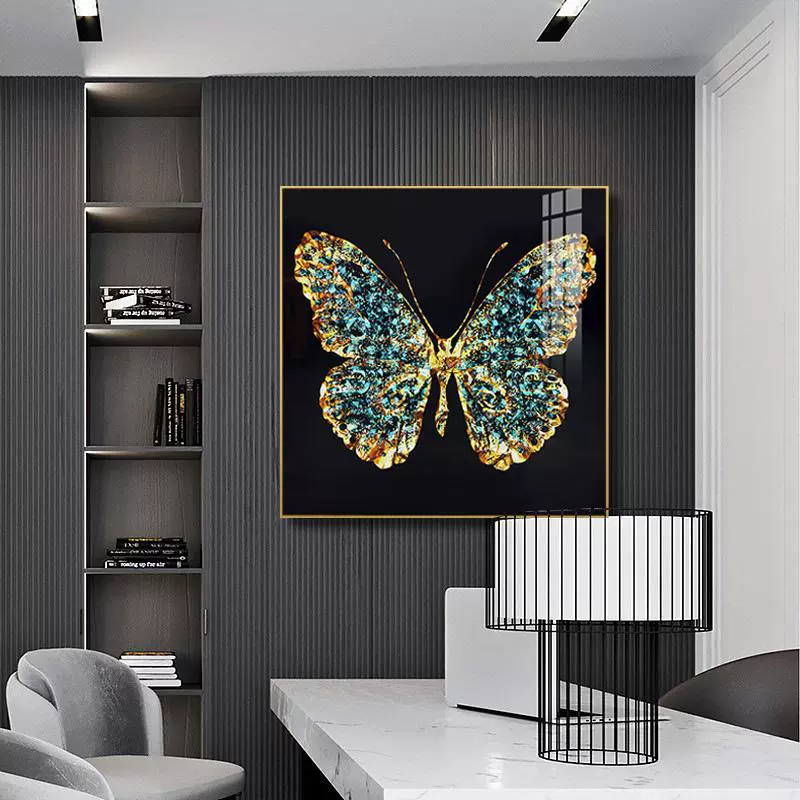 Современный хрустальный фарфор ручной работы с бриллиантами для украшения гостиной, трехмерная бабочка из высокотемпературной эмали, настоящая коридорная бабочка 8080.