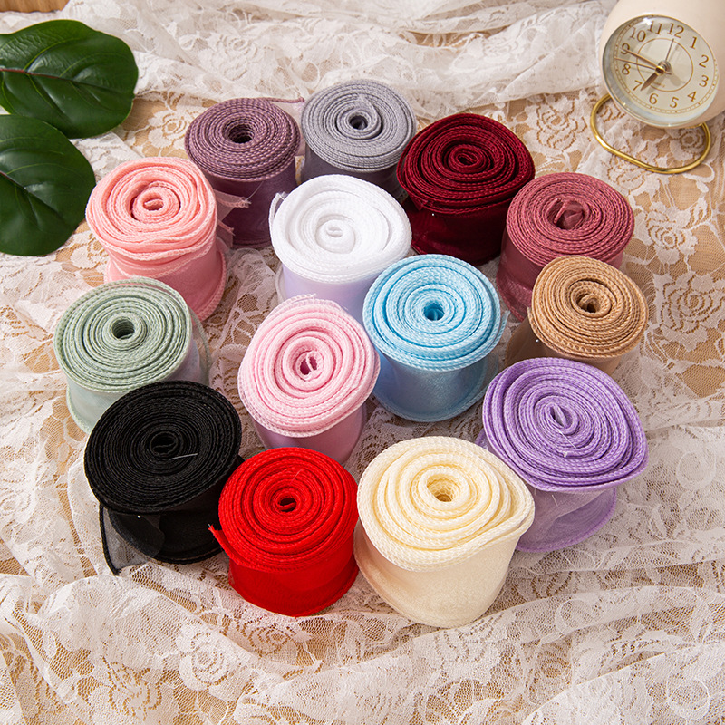 6cm fishtail yarn ribbon flower packaging streamer bag bouquet handmade DIY bow jewelry tie cake ribbon