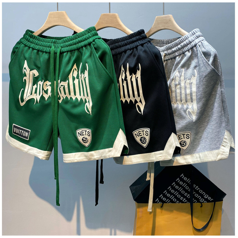 American Basketball Shorts Men's Summer Thin Training Sports Pants Street Hip-Hop Fashion Brand Embroidered Loose Pants