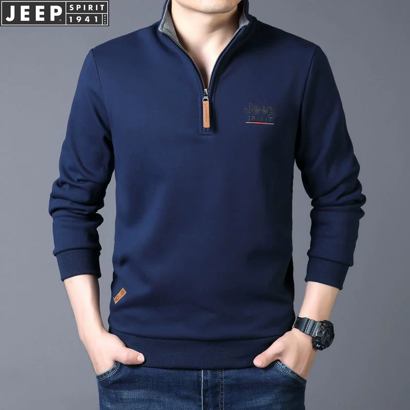 JEEP SPIRIT пуловер с длинным рукавом рубашка-Поло Свободная Осенняя однотонная мужская деловая Повседневная футболка с отворотом 2125