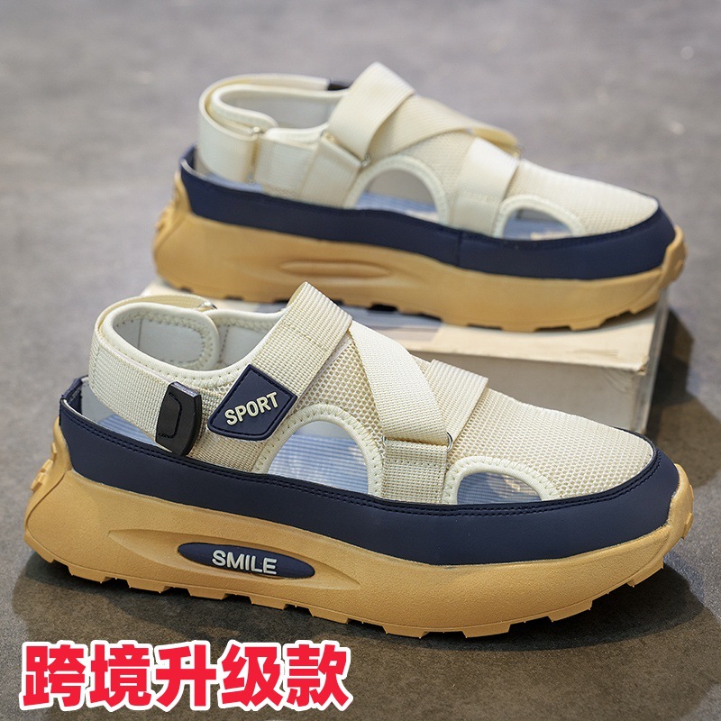 Sandalias transfronterizas para hombre, uso exterior de verano, antideslizante y desodorante, zapatos con agujeros de puntera, deportes huecos, zapatos de playa al aire libre