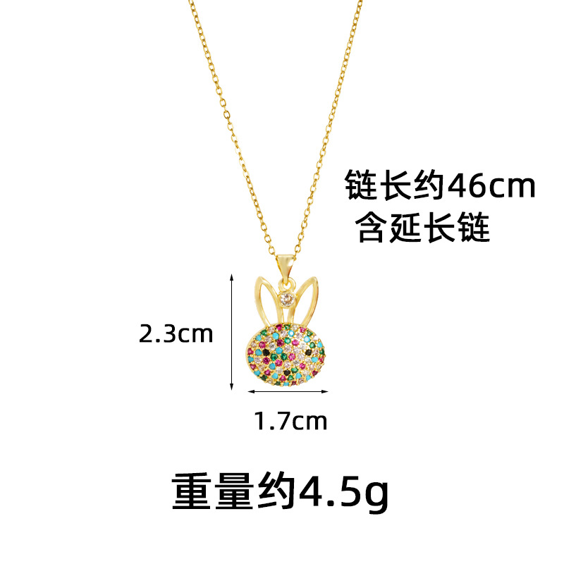 Collar de oro de arena transfronterizo de Vietnam lujoso ligero lindo aretes de diamantes de conejo de mujer nicho no se desvanece joyas de mano