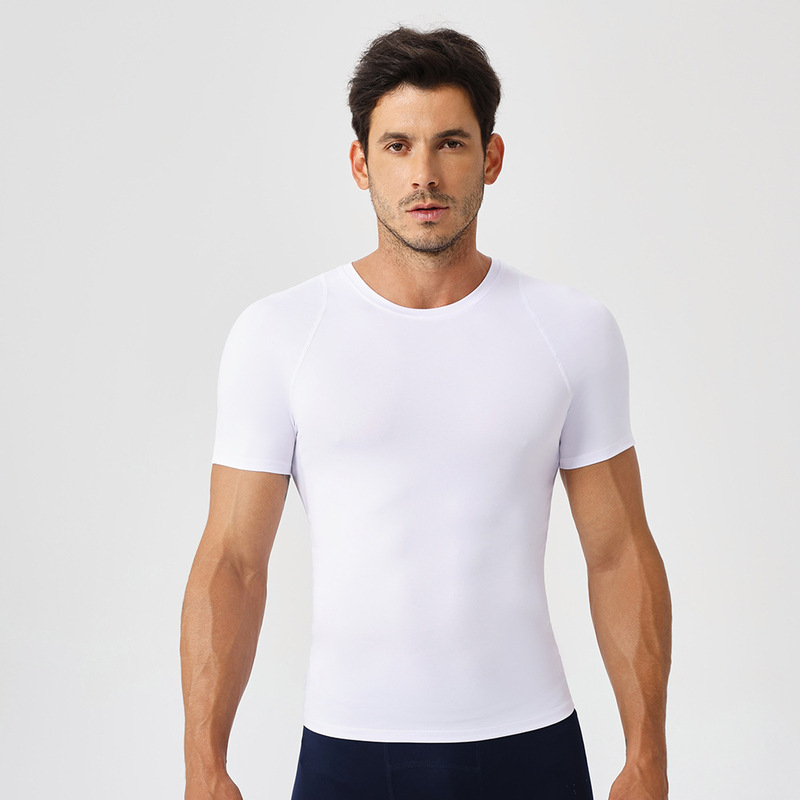 男性タイトフィットネス半袖高弾性通気性フィットネス速乾服吸湿排汗ランニングトレーニングスポーツtシャツ|undefined