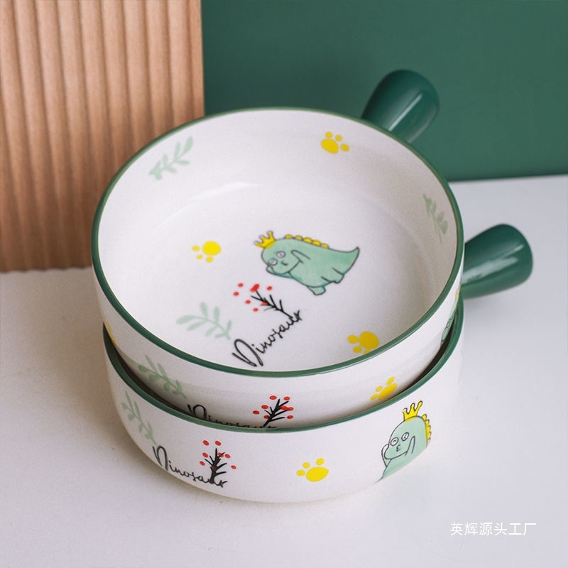 漫画セラミックハンドルボウルインターネット有名人の見栄えの良い一人用食器家庭用かわいいインスタントラーメンボウルハンドル付きスープボウル|undefined