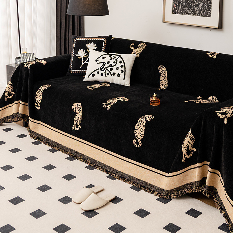 Chenille Simple Four Seasons Universal High-end Tiger And Leopard Pattern Integrated Multi-functional Sofa Cover Cloth_voghion.com