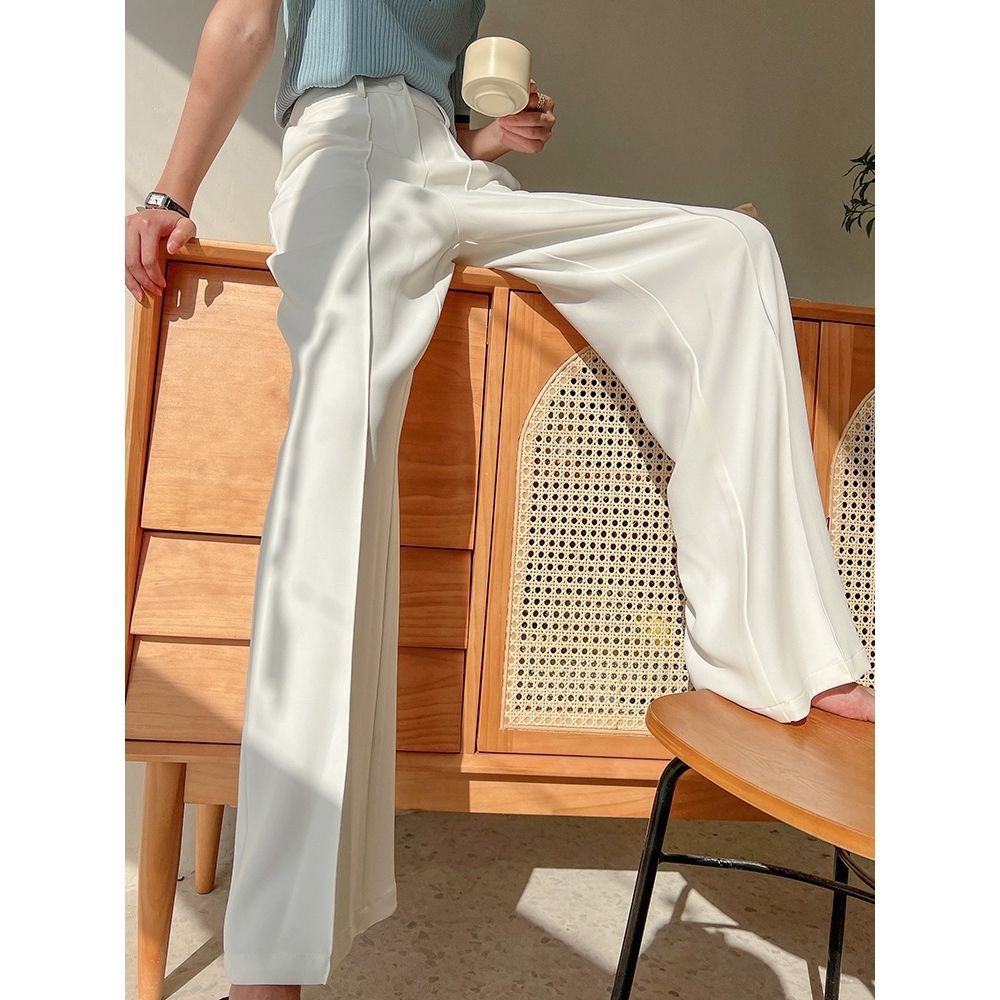 White Suit Wide-Leg Pants for Women, Spring and Autumn High-Waisted Drapey Floor-Length Pants, 2026 New Style Casual Loose High-End Pants