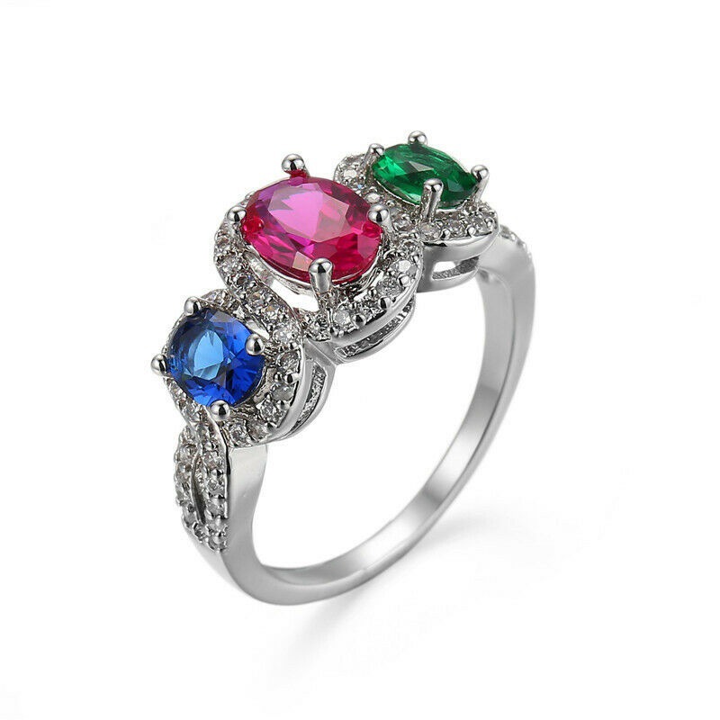 Women's Fashion Multicolor Zircon Ring Engagement Jewelry Size 6-10 Arrow