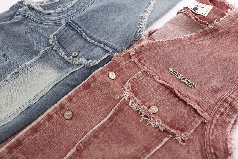 Men's Clothing national High Street Pu Shuai niche design casual vest men's and women's ins Fashion brand Denim coat_voghion.com