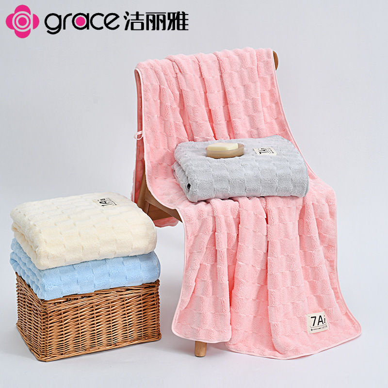 Jie Liya 7A Antibacterial Bubble Coral Velvet Bath Towel with Hanging Rope for Home Use, Couple's Bath Towel, Women's Beach Towel 240358