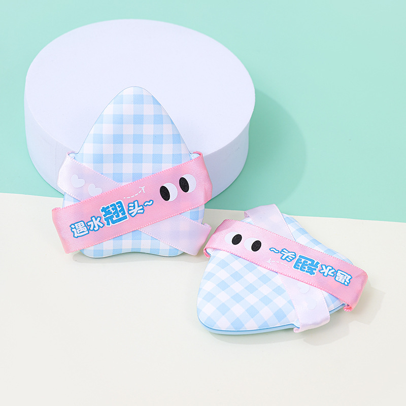 Fábrica personalizada doble cinta triángulo polvo cojín de aire super suave no comer base líquida esponja de maquillaje seca y húmeda