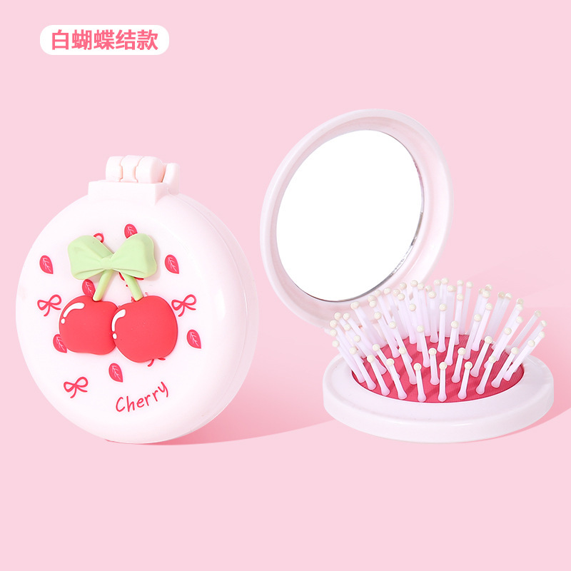 さくらんぼ紅櫛家庭用頭皮マッサージエアバッグ櫛ふわふわ巻き髪櫛携帯折り畳みエアマット櫛清潔爪付き|undefined