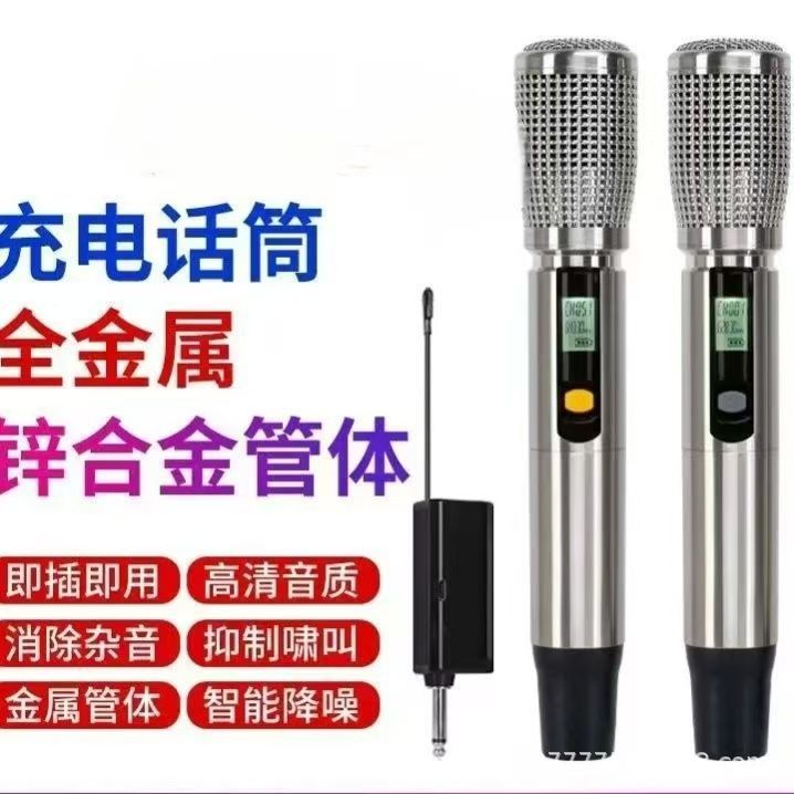 Breakdance Universal Fm Rechargeable Microphone Home Karaoke Singing Karaoke One-To-Two Wireless Audio Microphone