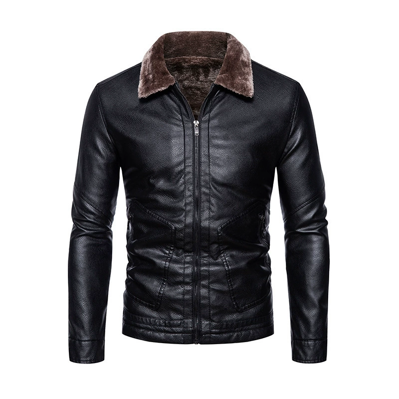 Зимняя кожаная мужская 2023, Новая Мужская искусственная кожа с отворотами и флисовой подкладкой среднего и пожилого возраста, один плюс, большой размер, Мужская искусственная кожа