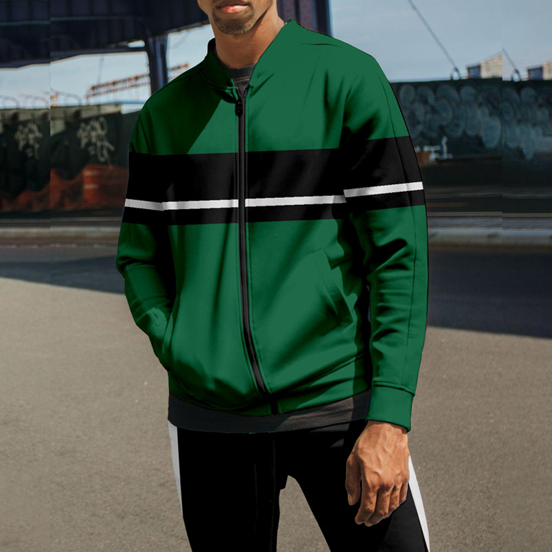 2023 Otoño e Invierno transfronterizo nuevo traje de chaqueta con cremallera para hombre Amazon pantalones de manga larga collar de dos piezas conjunto