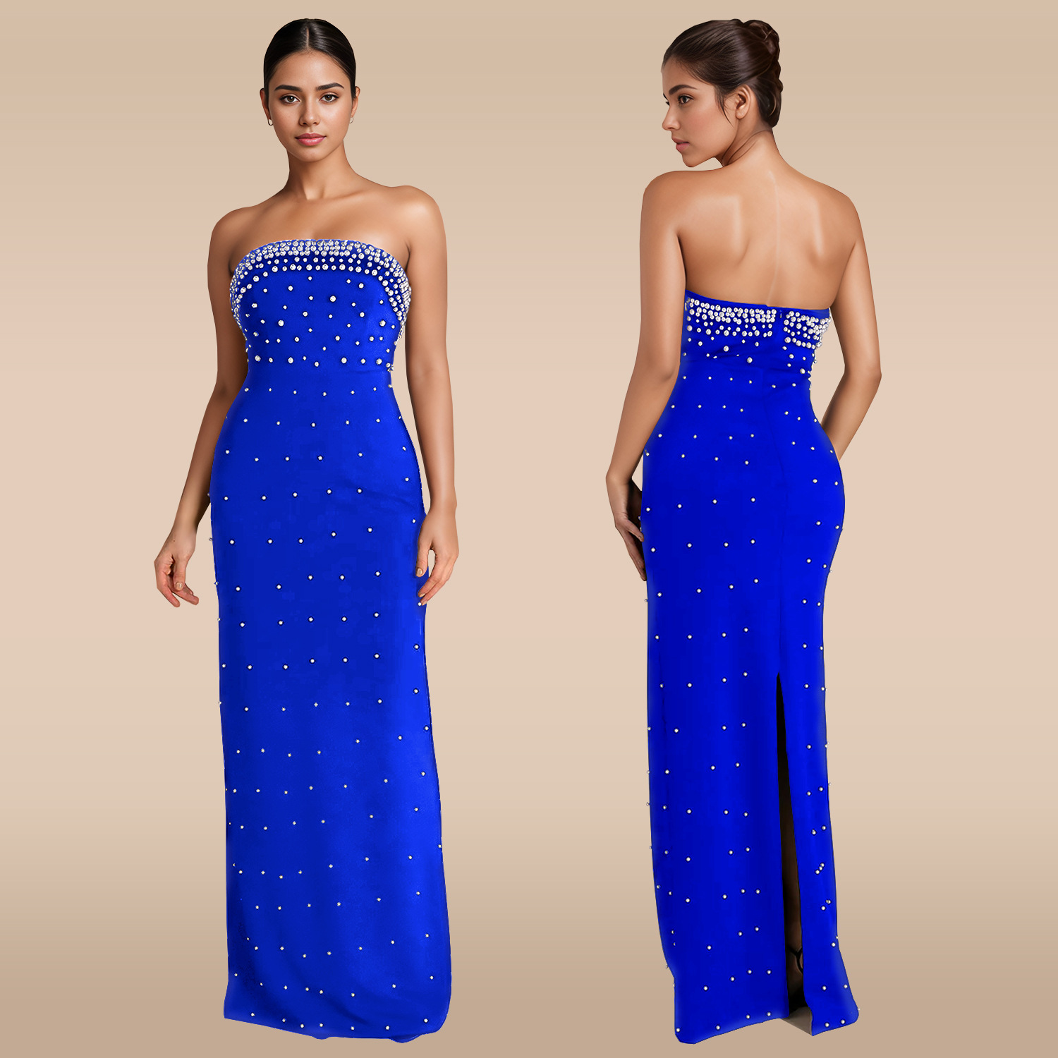 C7218 Cross-border AliExpress Amazon Moda europea y americana top de tubo de mujer vestido de espalda abierta con cuentas sexy image 5