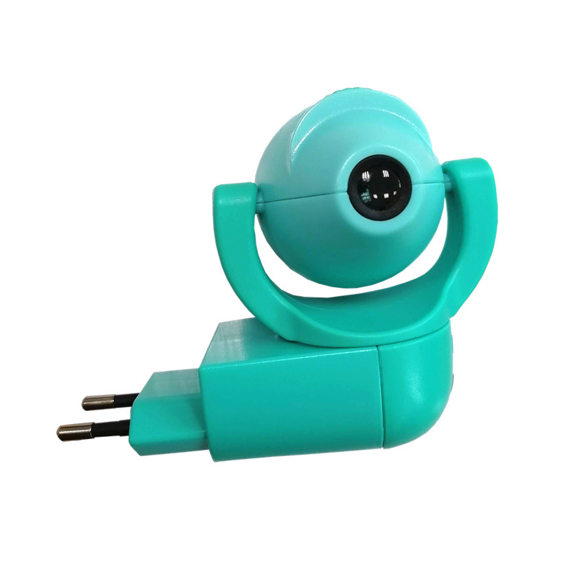 Azul LED proyección noche luz niños dormitorio luz control automático de dibujos animados estándar europeo 220V habitación pequeña lámpara de pared