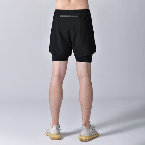 Lifestyle Men's Marathon Basketball Fitness Sweat-Wicking Quick-Drying Shorts Double Layer Pajama Style Elastic Pockets Sports Pants