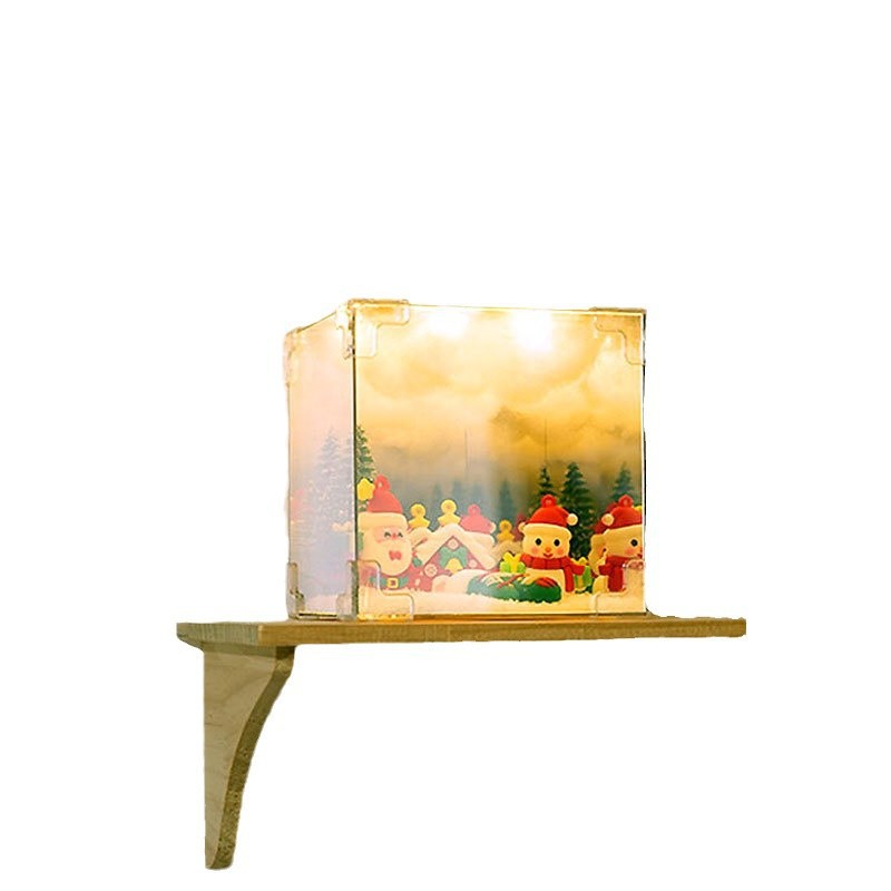 크리스마스 루빅스 큐브 나이트 라이트 미러 장식 창조적 인 DIY 데스크탑 폭발 휴일 선물 분위기 국경