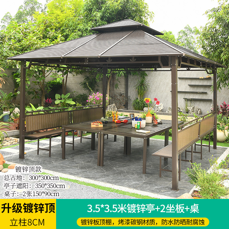 Pabellón al aire libre techo galvanizado pabellón tienda de campaña villa patio jardín terraza punto escénico ocio sombrilla gran cobertizo