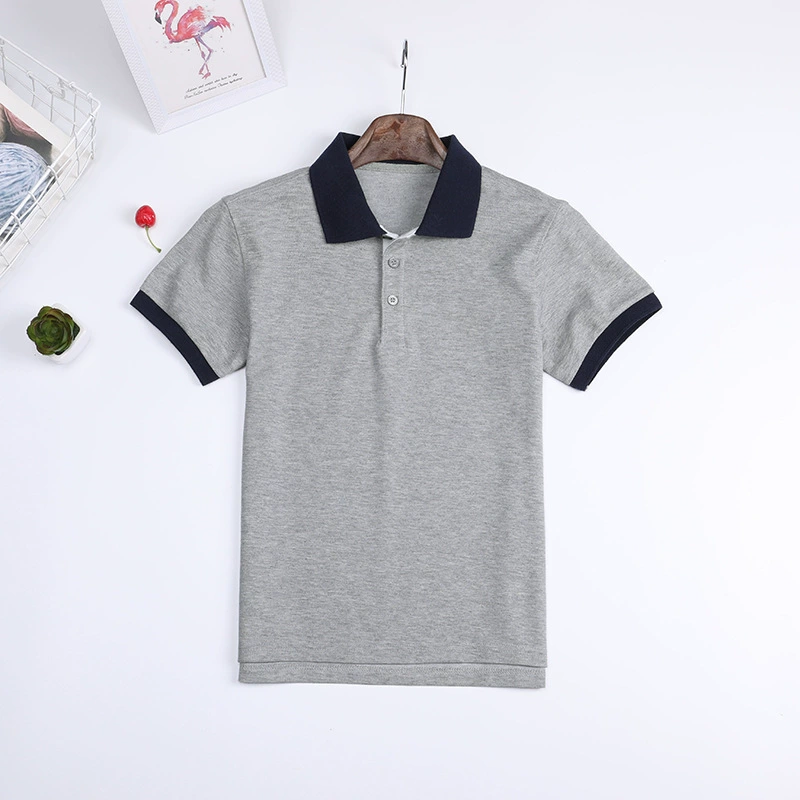Детская футболка, голубой и белый polo, летняя форма для учащихся, с коротким рукавом