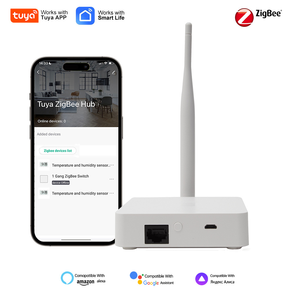 Tuya Zigbee 3.0 simli kuchaytiruvchi shlyuz tashqi antennali