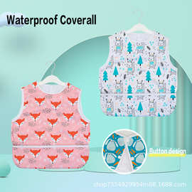 儿童罩衣防水反穿衣小孩罩衣婴儿围兜护衣Mess-Proof Apron Bib