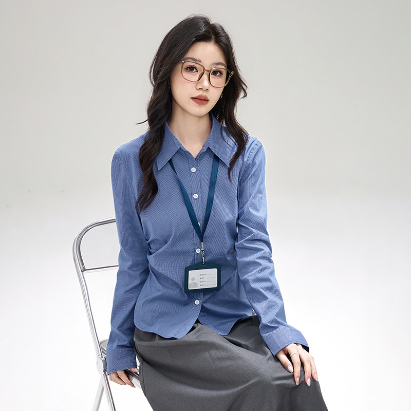 法式复古风长袖衬衫女2025年秋季新款设计感职业修身显瘦百搭上衣|undefined